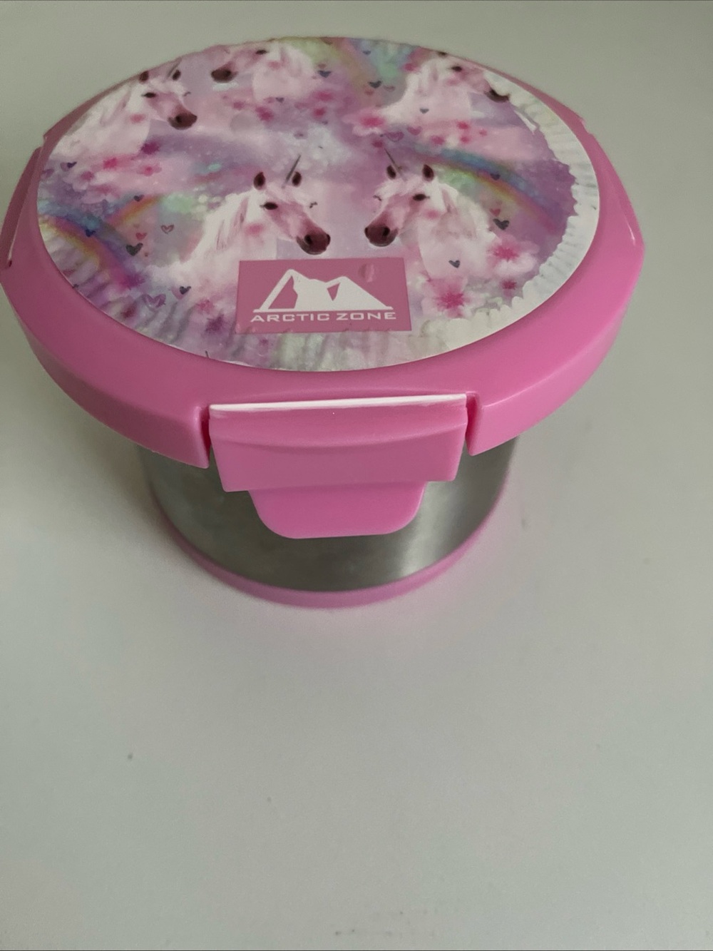 Arctic Zone Thermal Insulated Bowl Pink Lid Rainbow Unicorns Snap Lock Lid